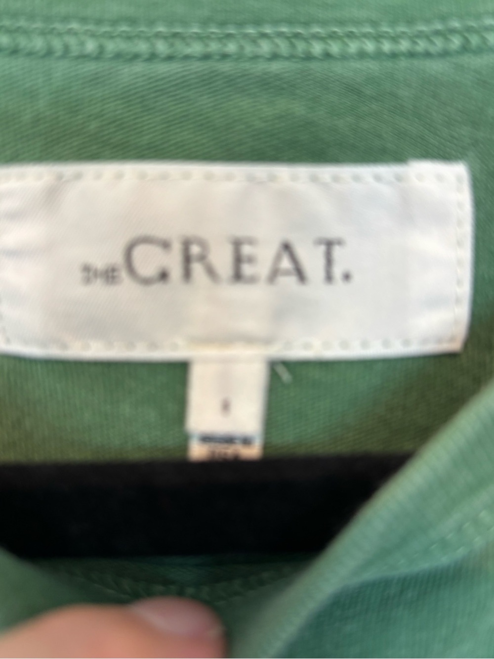 THE GREAT. Short Sleeve Boxy Crewneck Tee - Sage Green - Picture 3 of 4